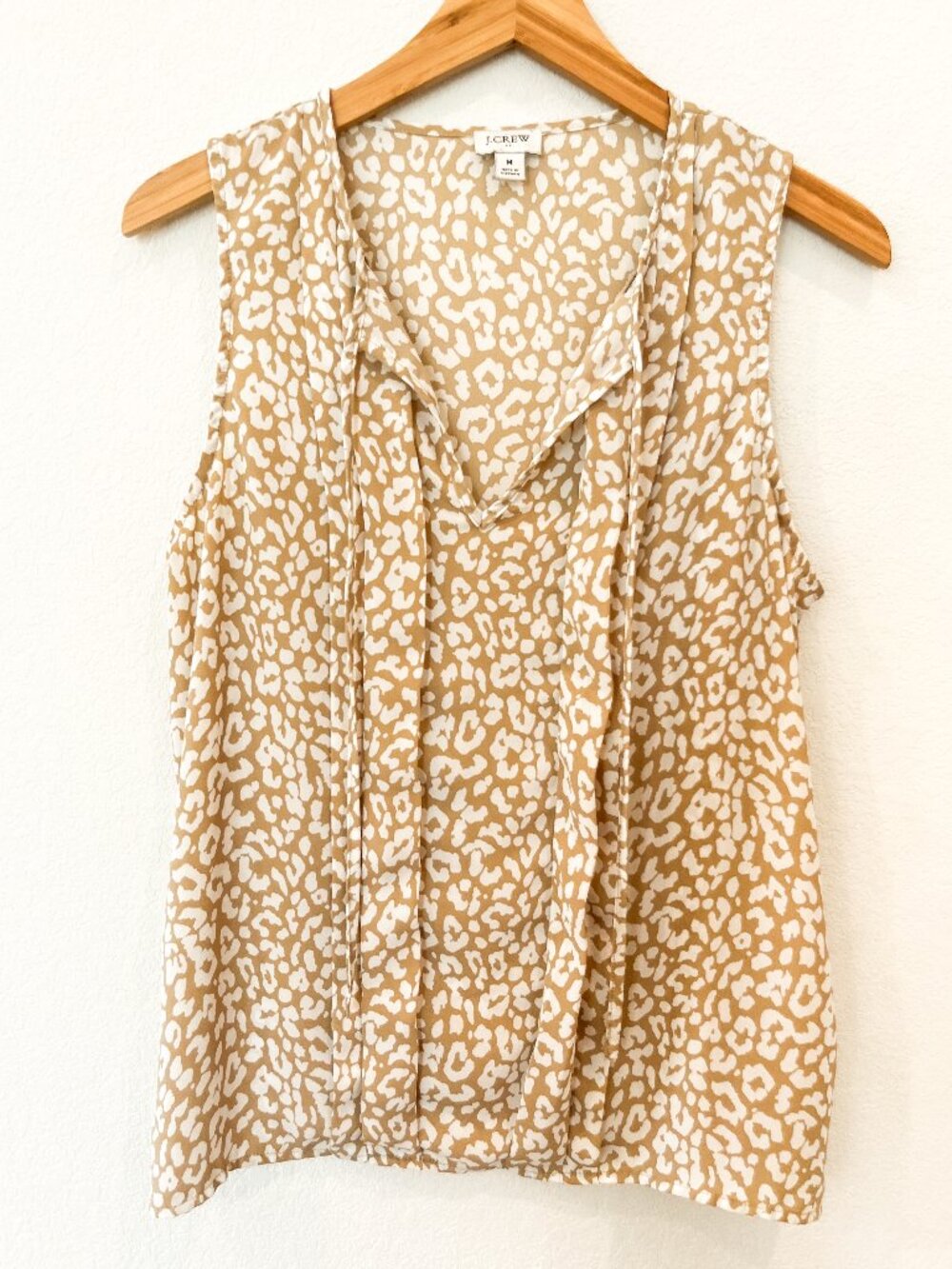 J.Crew Sleeveless Drapey Leopard Print Top Tan/White Size M